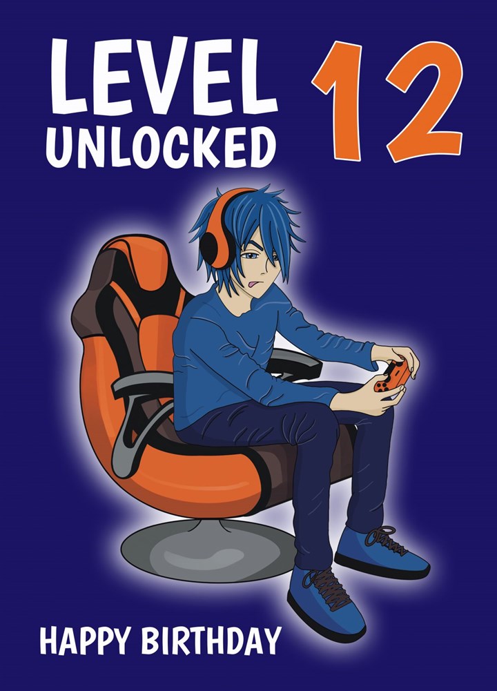Level Unlocked 12 Gamer Boy Birthday Card