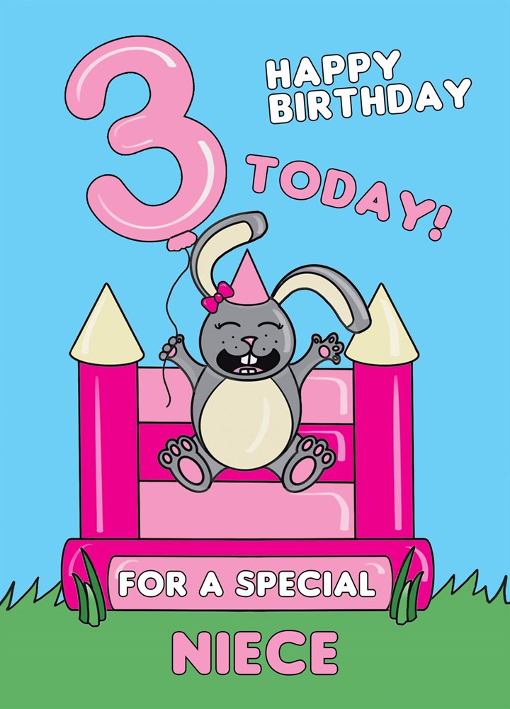 Cute Rabbit 3rd Birthday Card For A Special Niece
