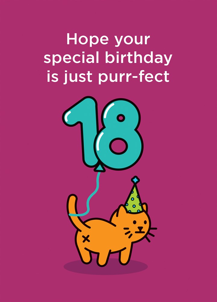 18 Birthday Purr-Fect Card