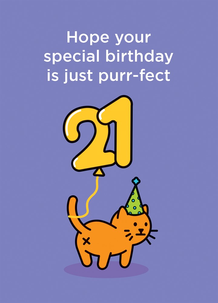 21 Birthday Purr-Fect Card