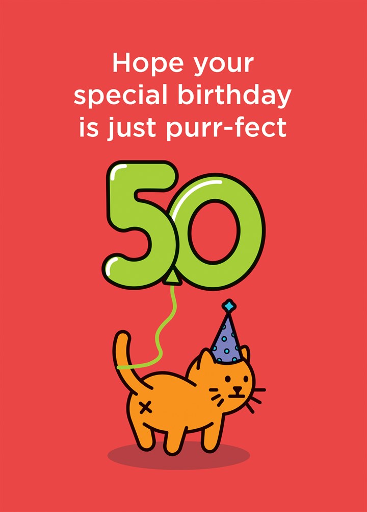 50 Birthday Purr-Fect Card