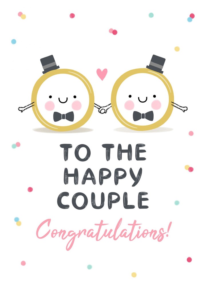 Happy Couple Mr & Mr Wedding Rings Card
