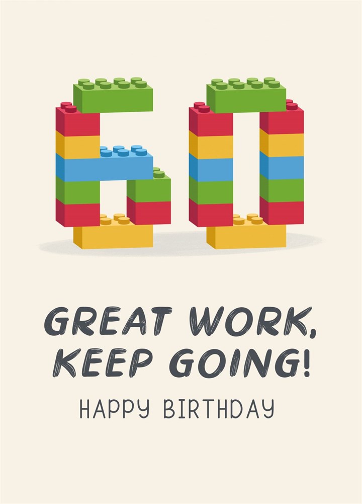 60th Birthday Milestone Lego Card