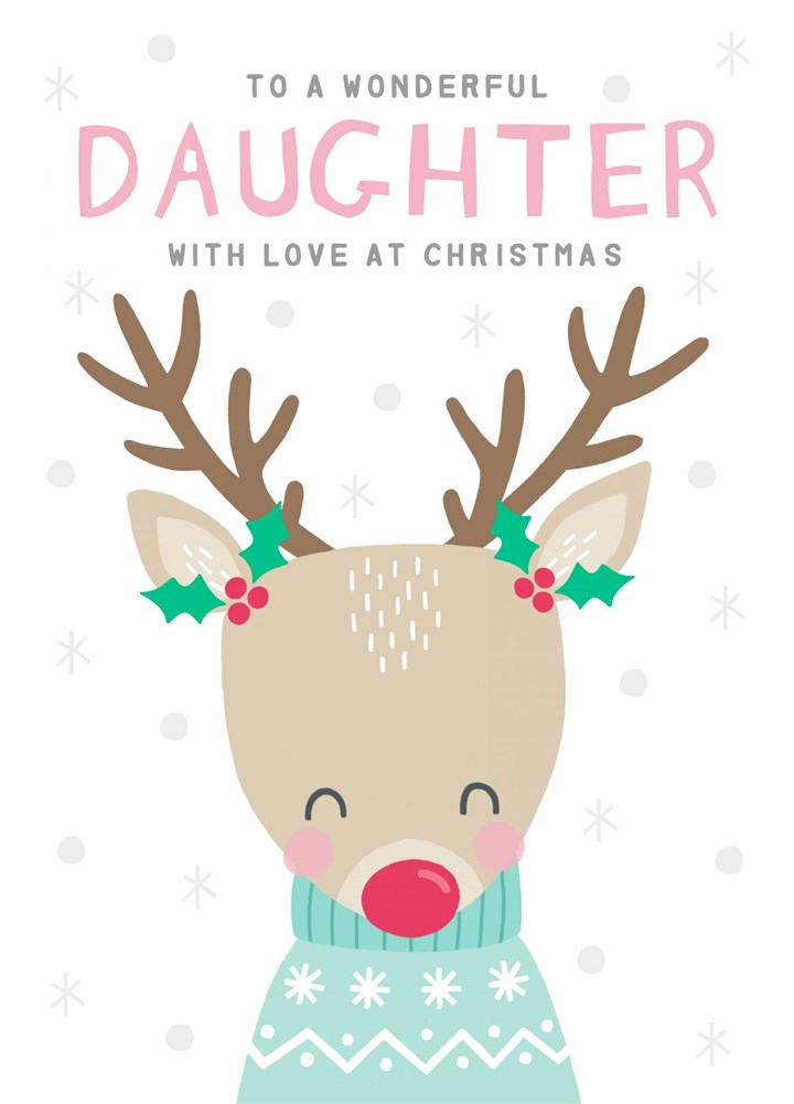 To A Wonderful Daughter With Love At Christmas Card