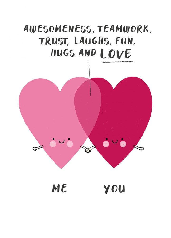 You & Me Hearts Venn Diagram Card