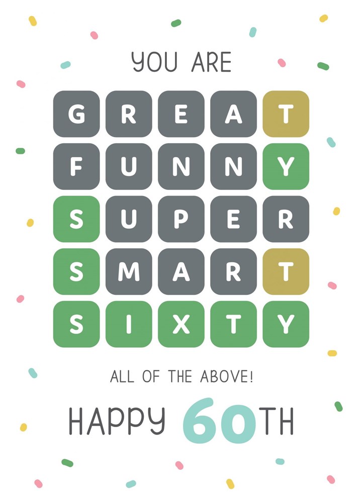 Wordle 60th Birthday Card