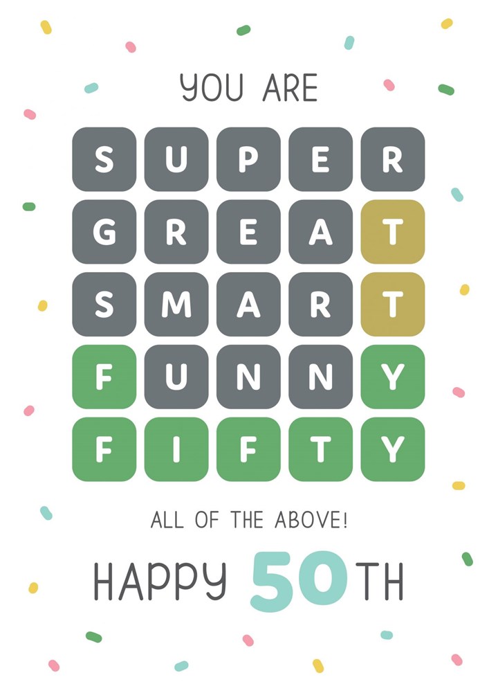 Wordle 50th Birthday Card