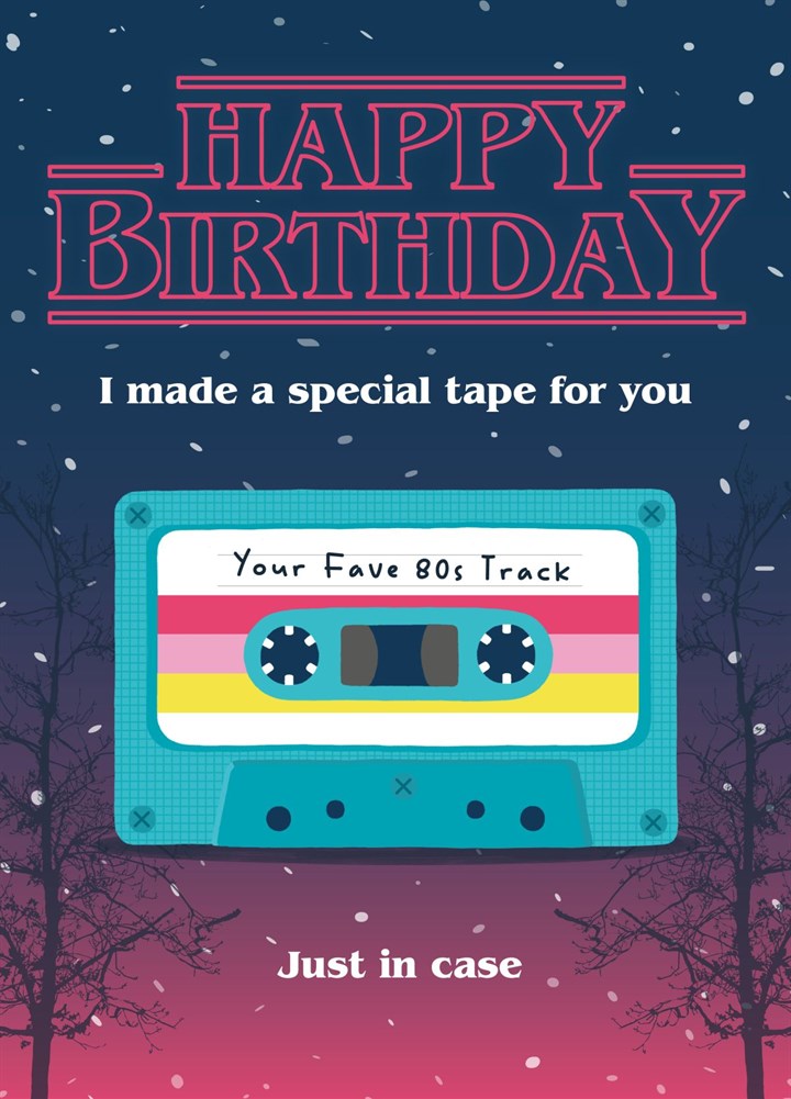 Stranger Things Birthday Cassette Tape Card