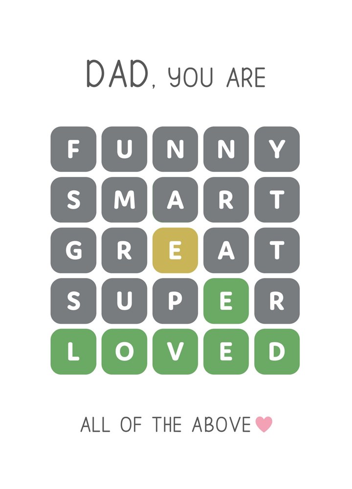 Wordle Dad You Are Loved Card