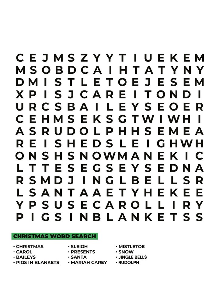 Christmas Word Search Card