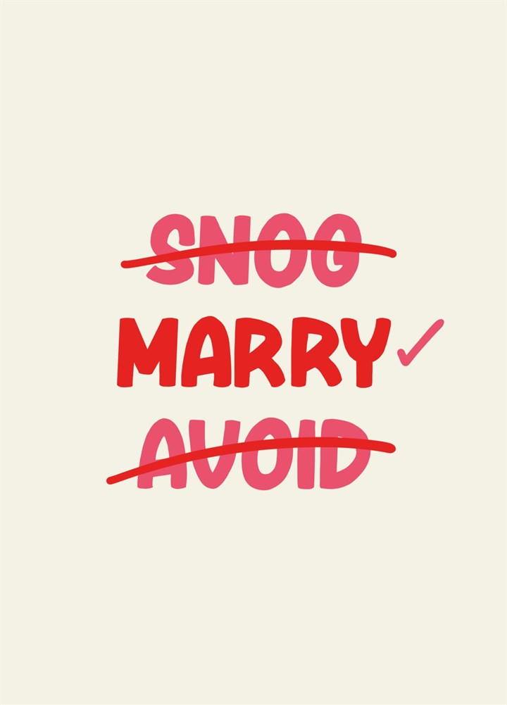 Snog, Marry, Avoid Card