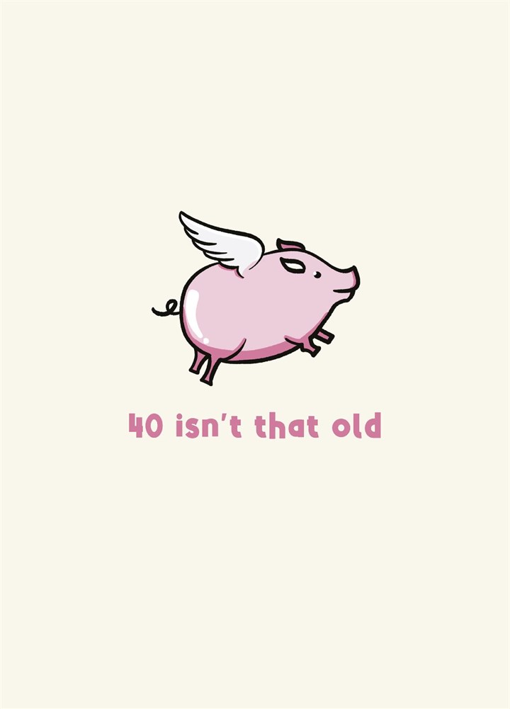 40th Birthday Card - Flying Pig