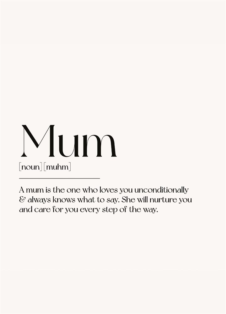 Mum Description - Cute, Loving Mothers Day Card