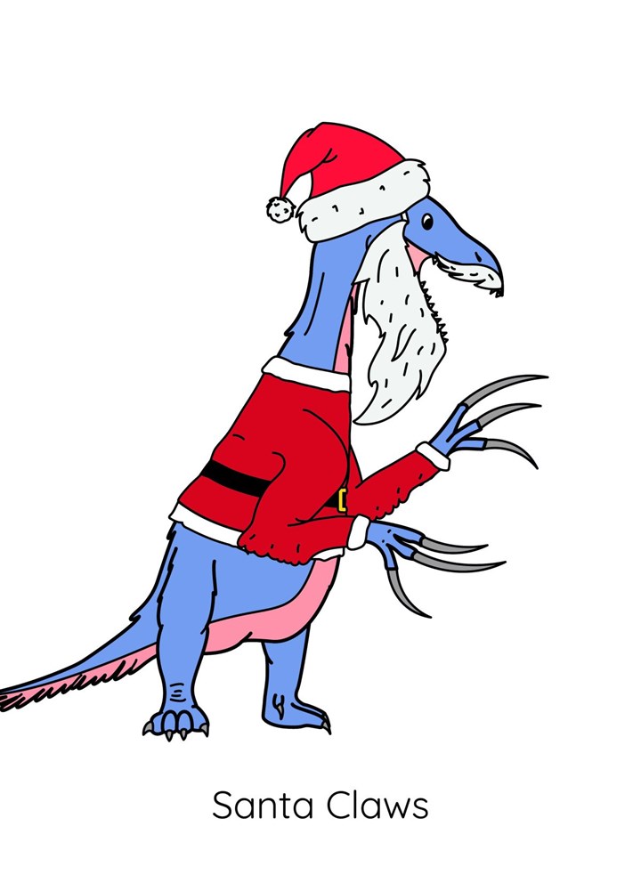 Santa Claws Dinosaur Christmas Card