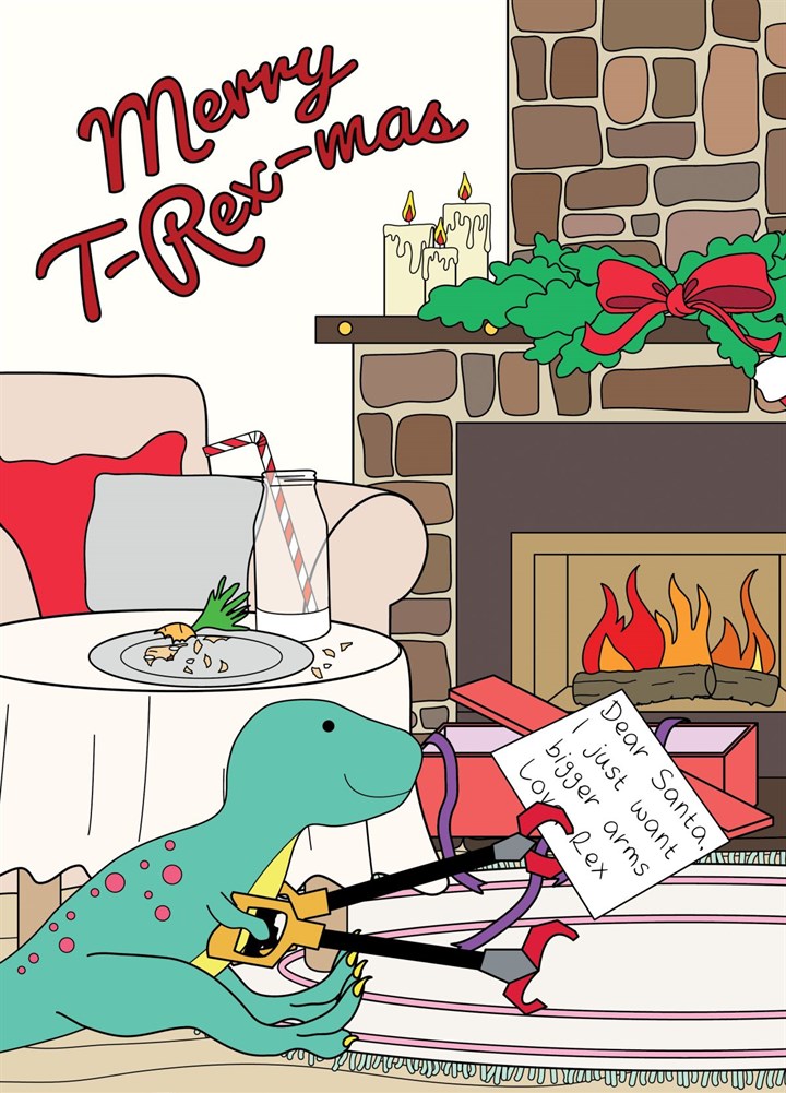 Merry T-Rex-mas Dinosaur Christmas Card
