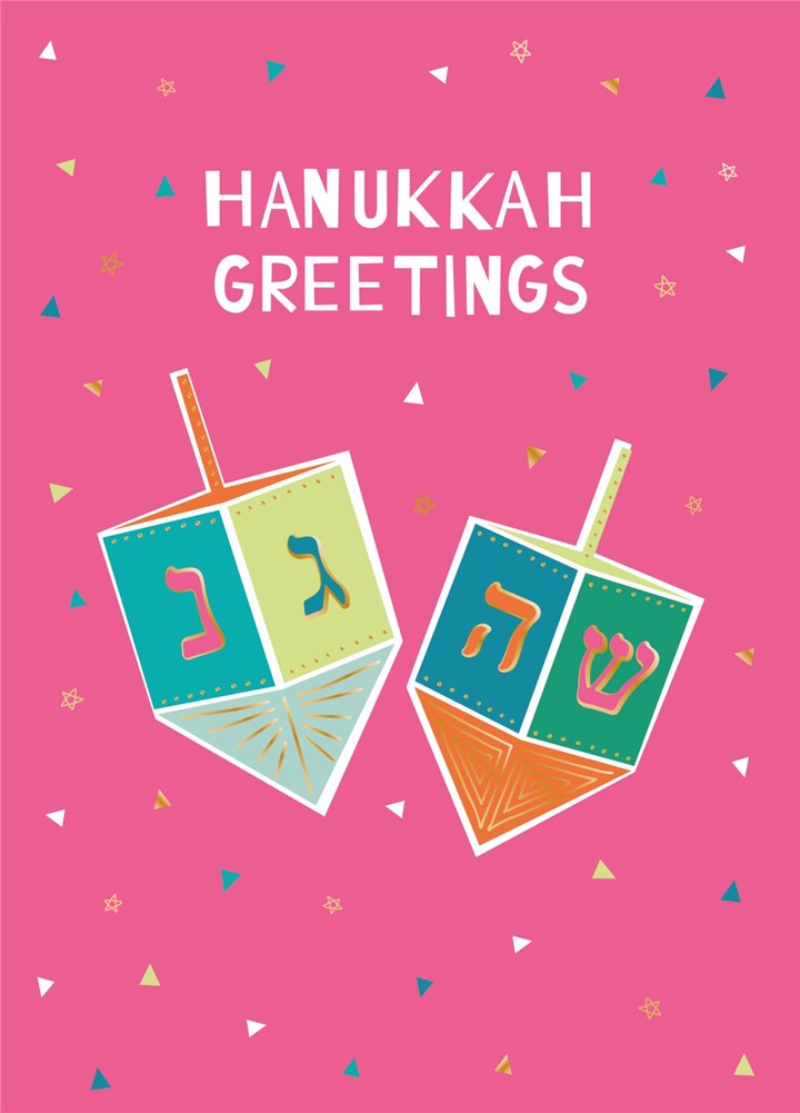 Dreidels Hanukkah Greetings Card