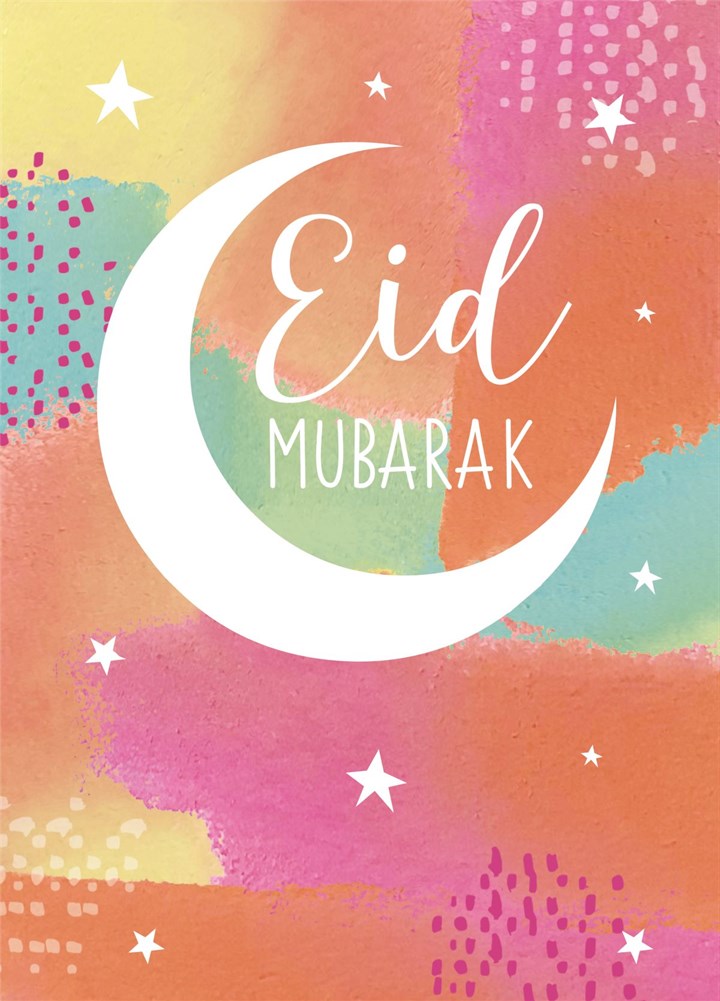 Eid Mubarak - Watercolour Moon Card