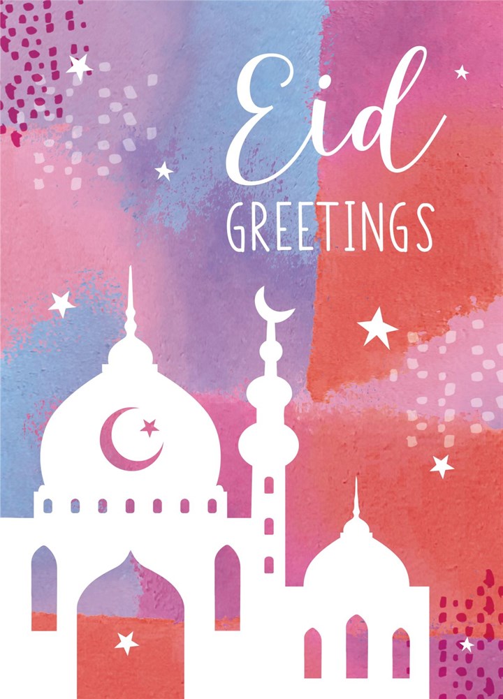Eid Greetings - Watercolour Mosque Card