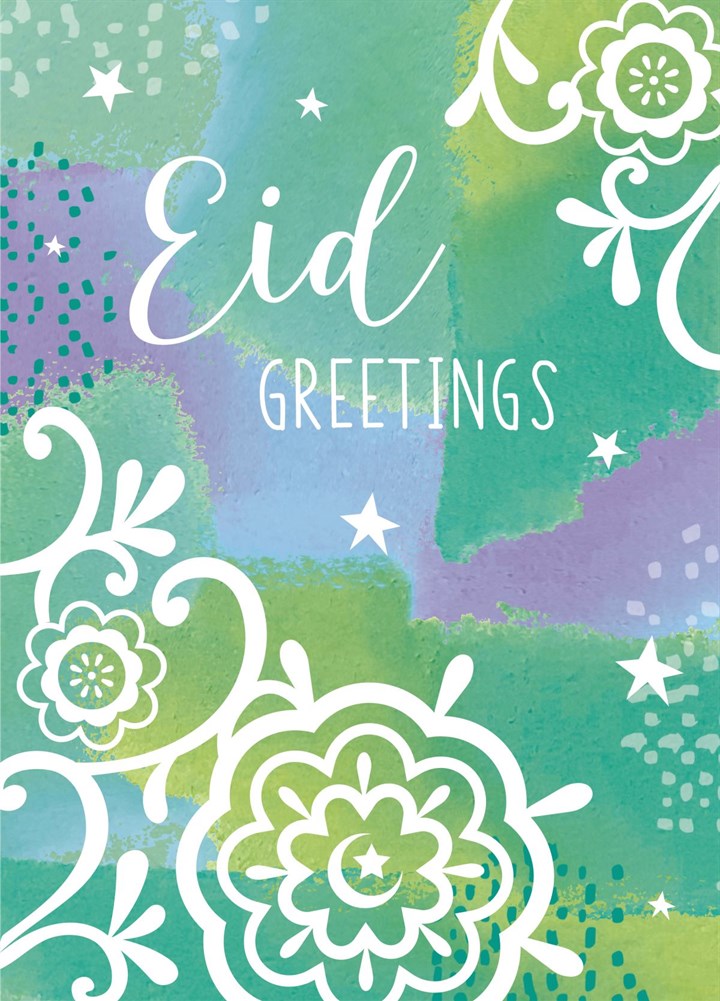 Eid Greetings - Watercolour Pattern Card