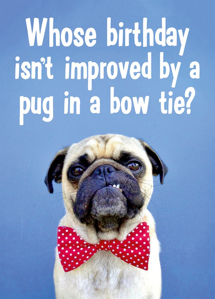Pug In A Bow Tie Card