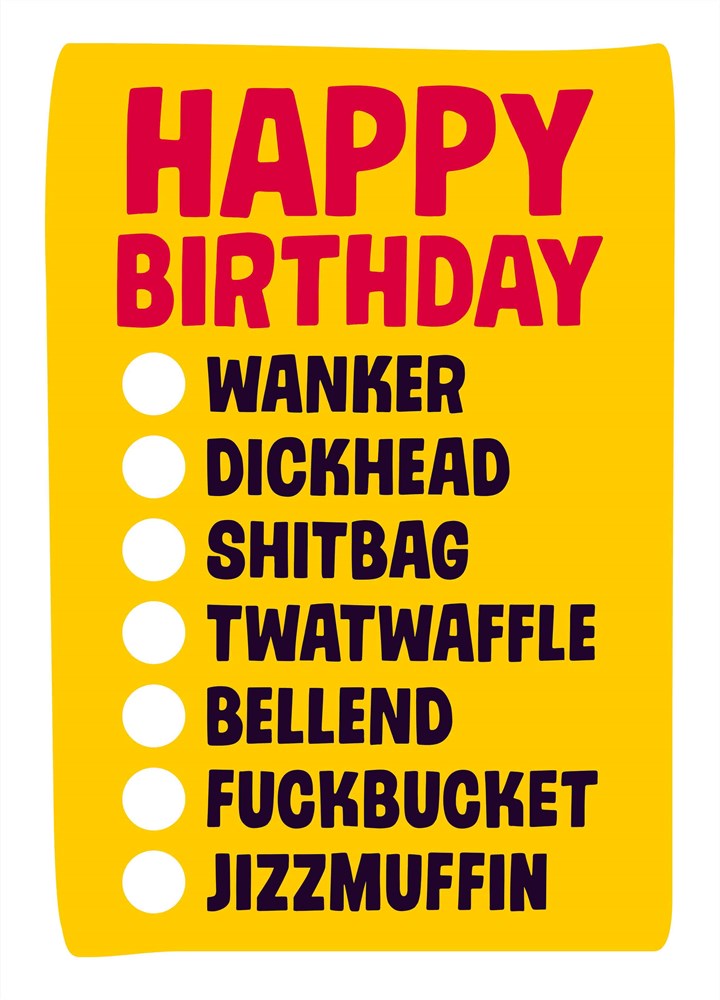 Happy Birthday Options Card