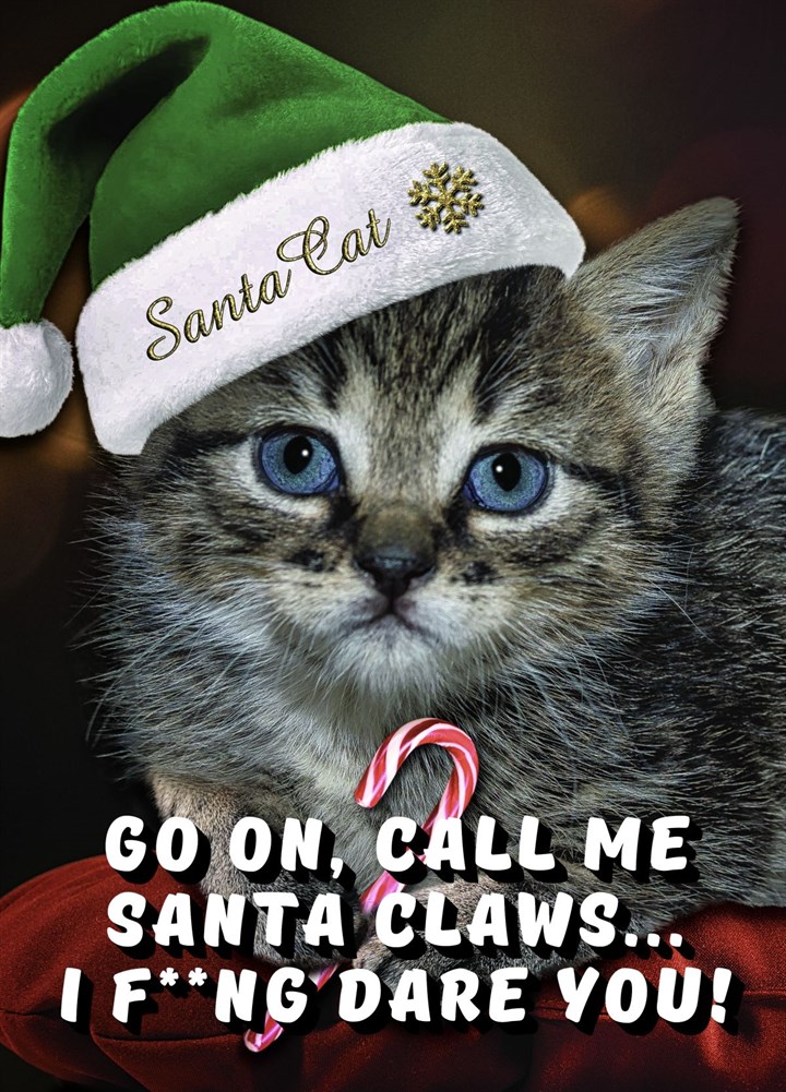 Santa Claws Kitten Christmas Card