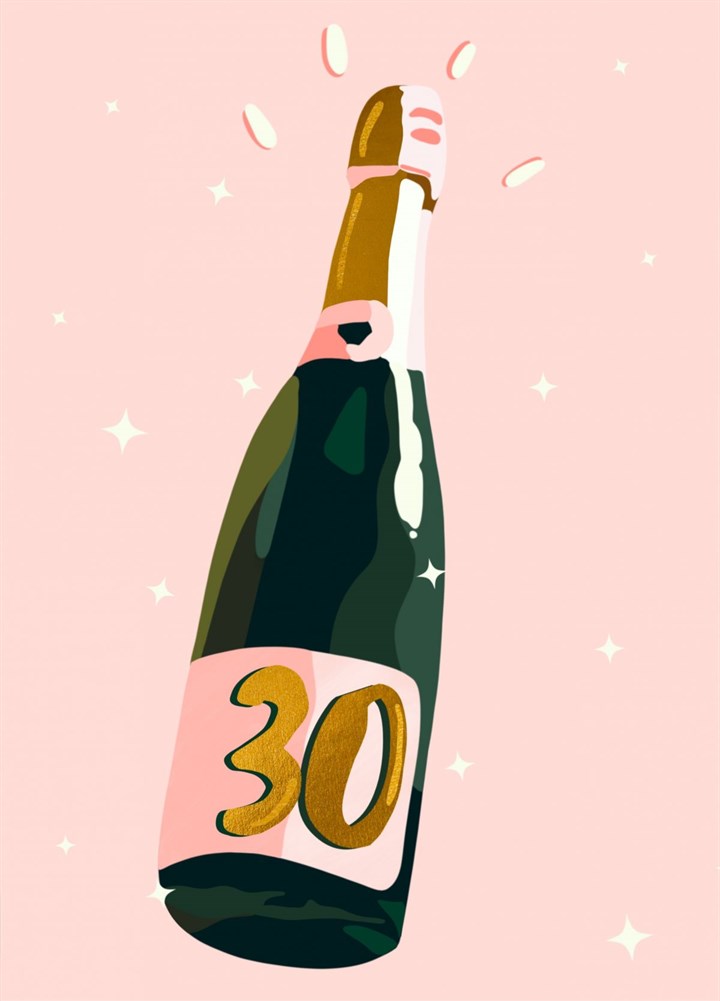 Champagne 30th Birthday Card