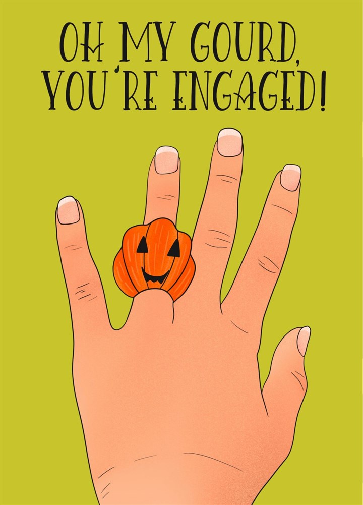 Halloween Engagement Card Oh My Gourd Pumpkin Ring