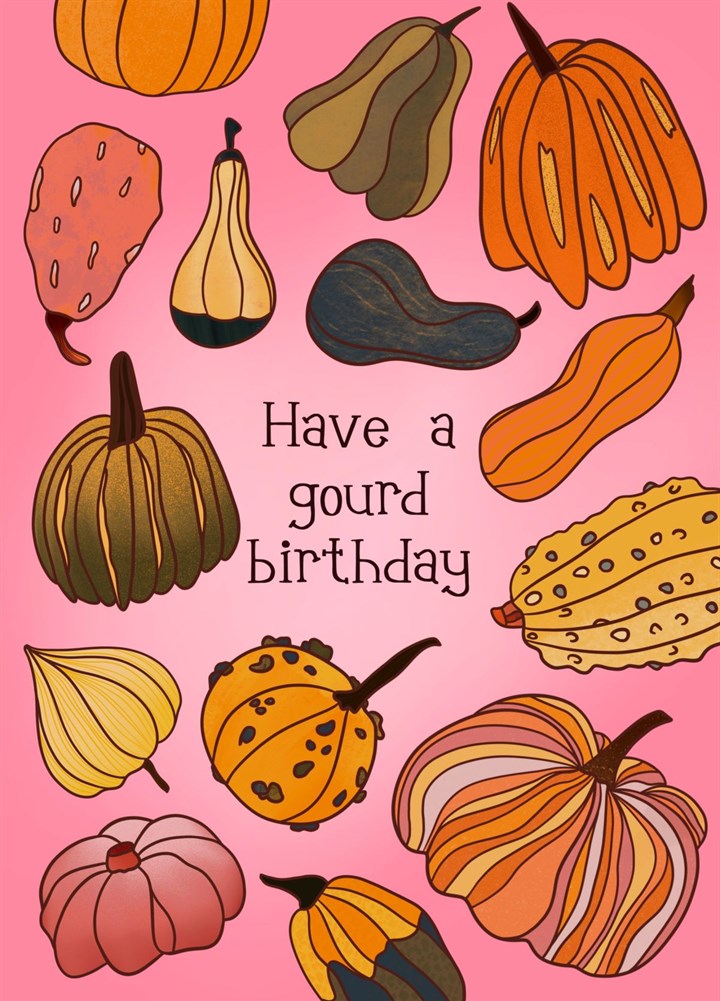 October Birthday Food Pun Gourd Vibes October Themed Card
