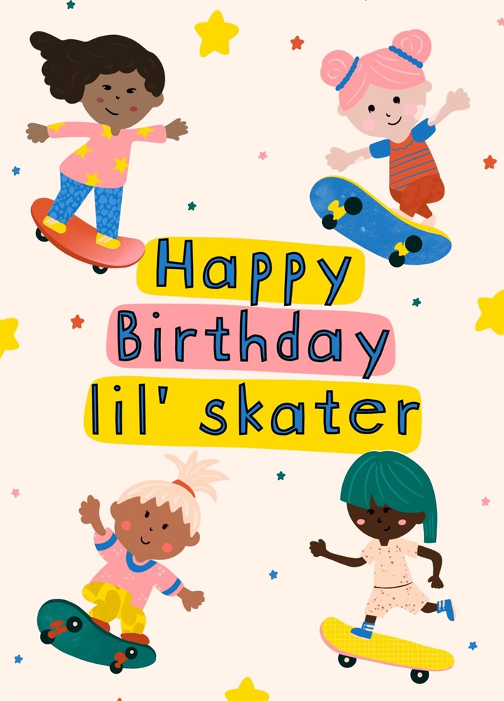 Little Skater - Skateboarding- Kids Birthday Card