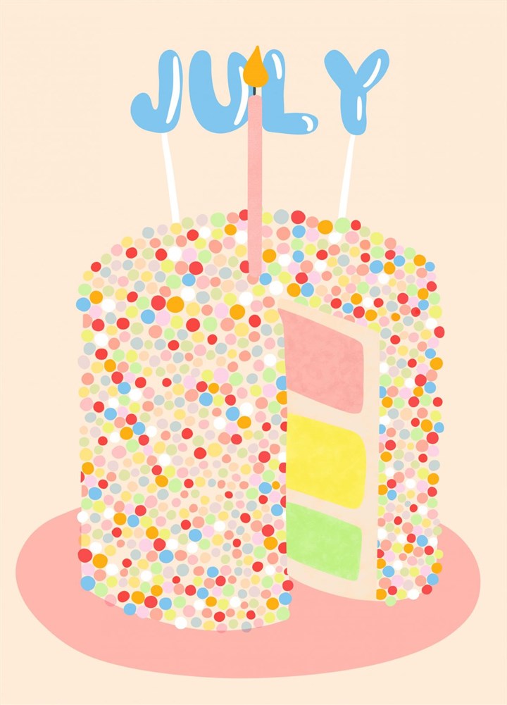 July Rainbow Cake Card