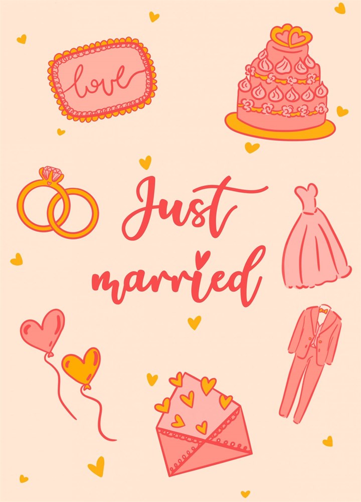 Just Married Doodles Card