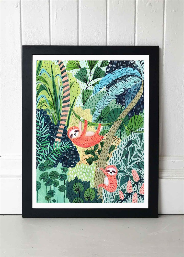 Jungle Sloths Art Print by Amber Davenport