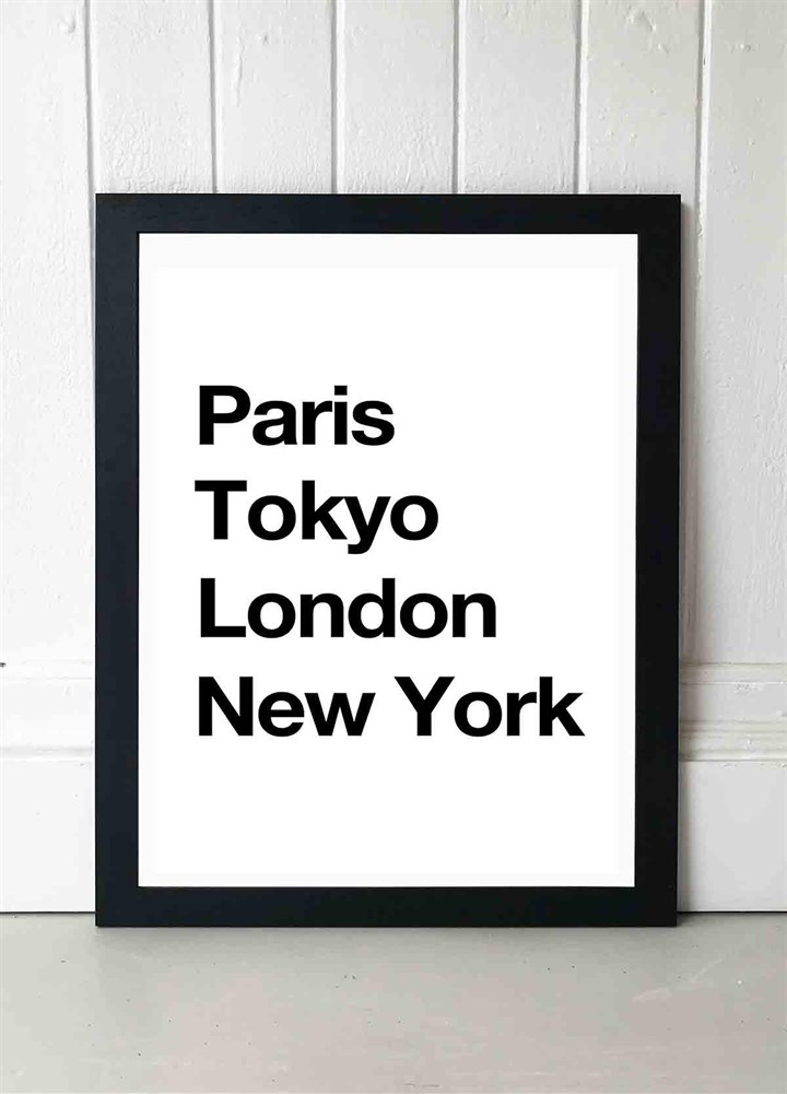 Paris, Tokyo, London, New York Print by Design Studio