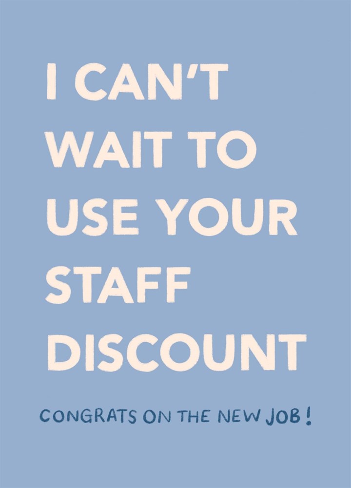 Staff Discount New Job Card