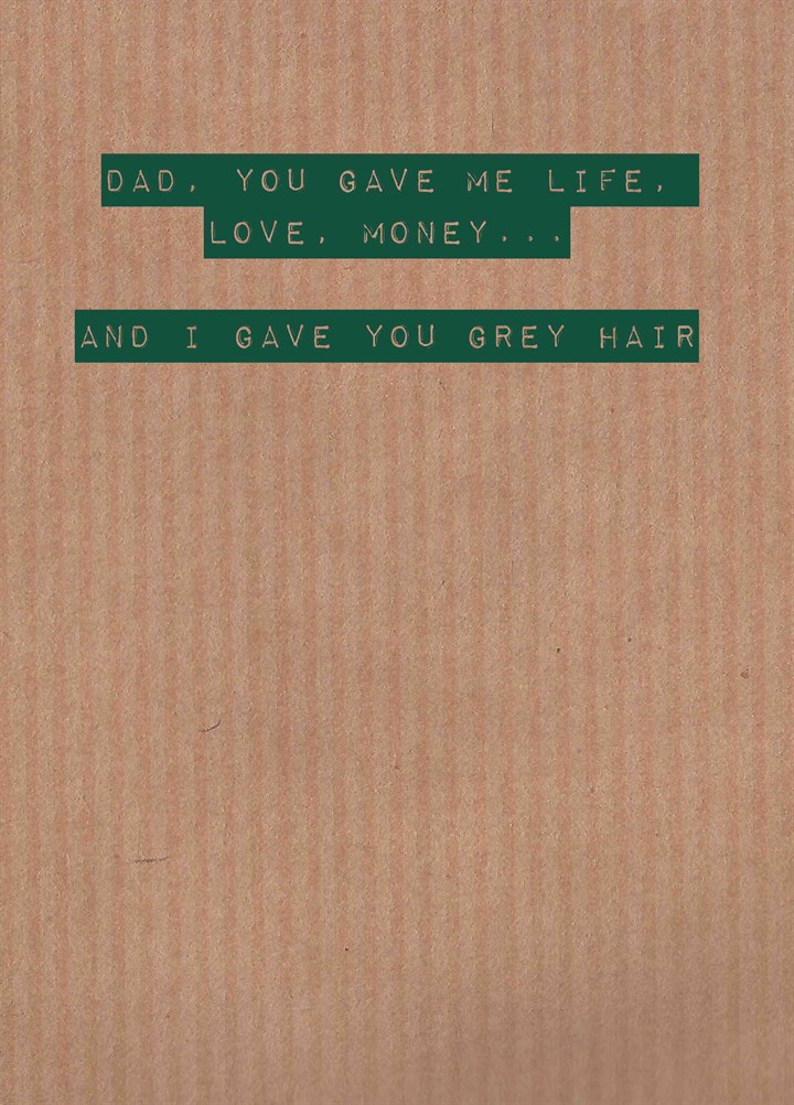 You Gave Me Life, Love, Money Card