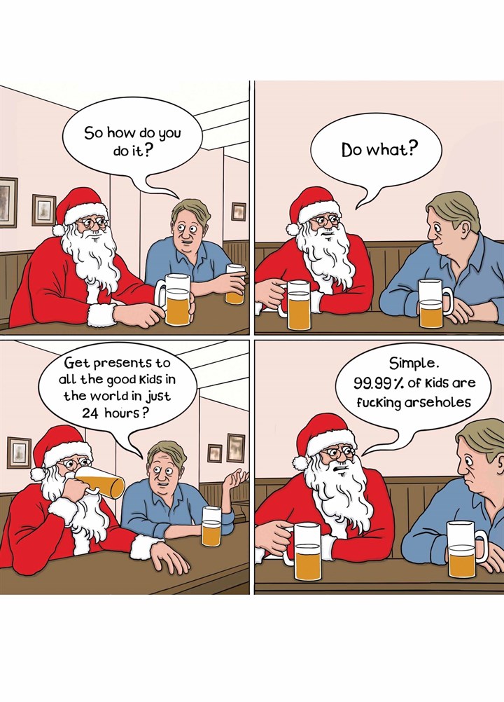 Santa In The Pub Card