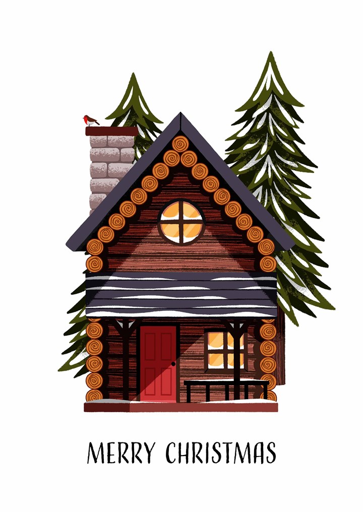Merry Christmas Log Cabin Card