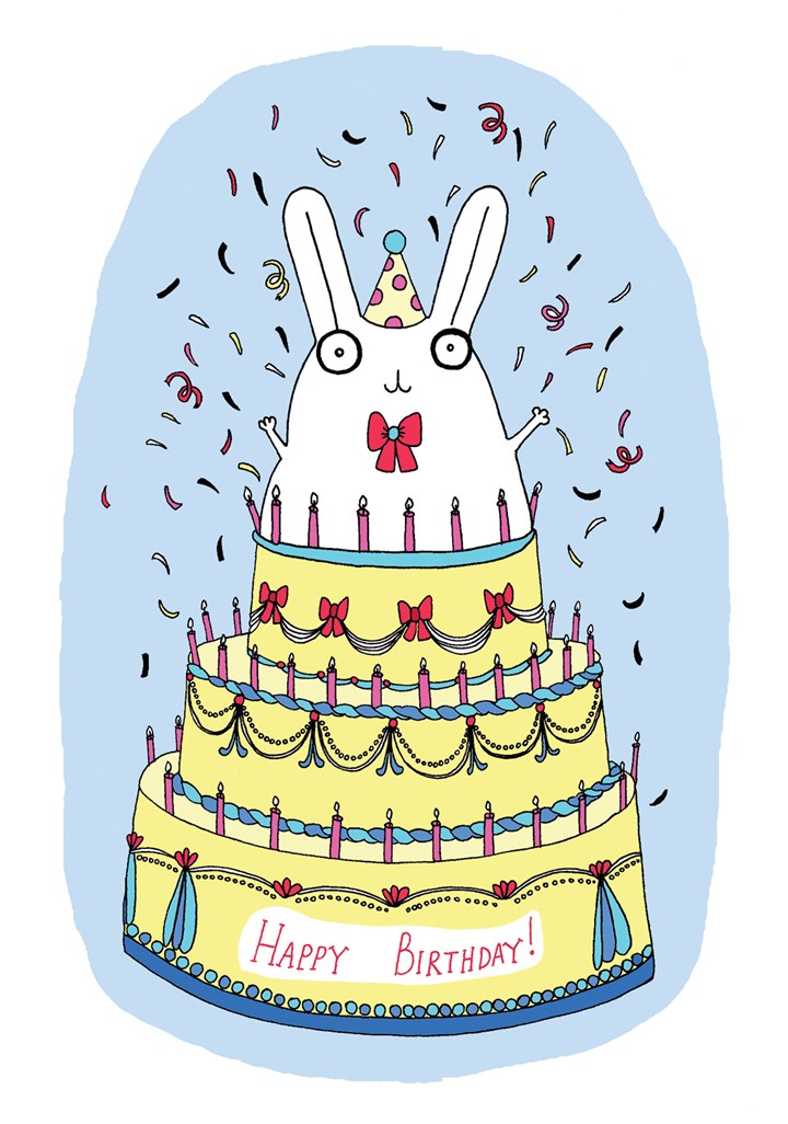 Happy Birthday Bunny Birthday Cake Card