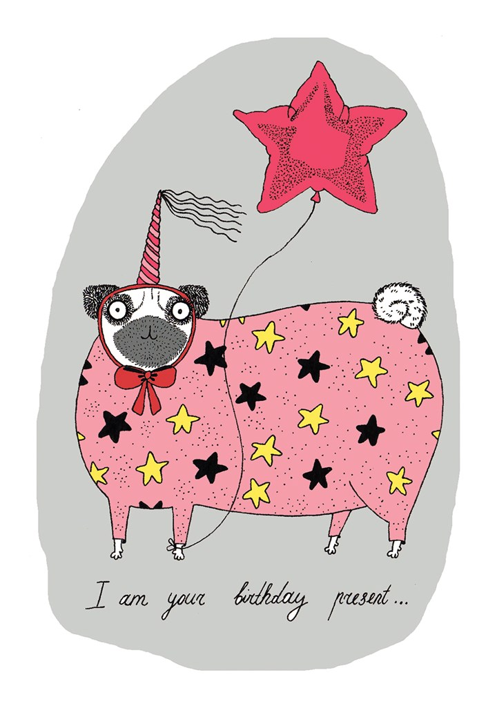 Pug In Pink Card