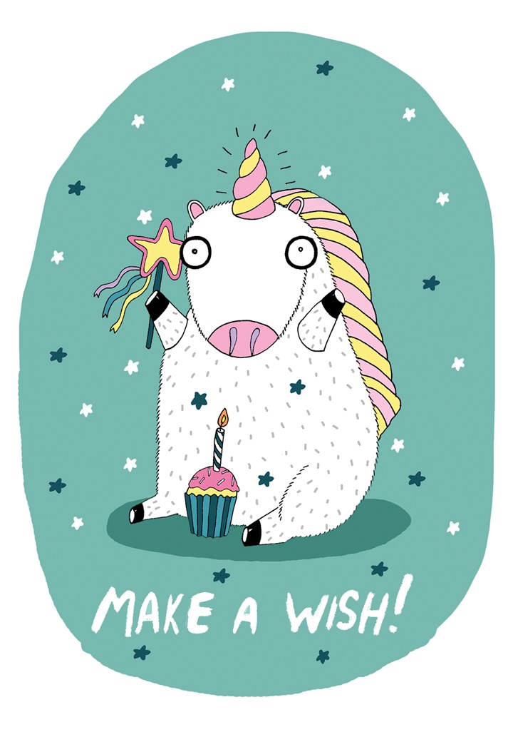 Make A Wish Unicorn With A Cupcake Card