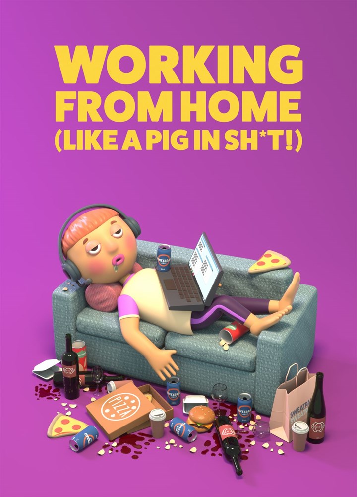 Working From Home (Like A Pig In Shit) Card