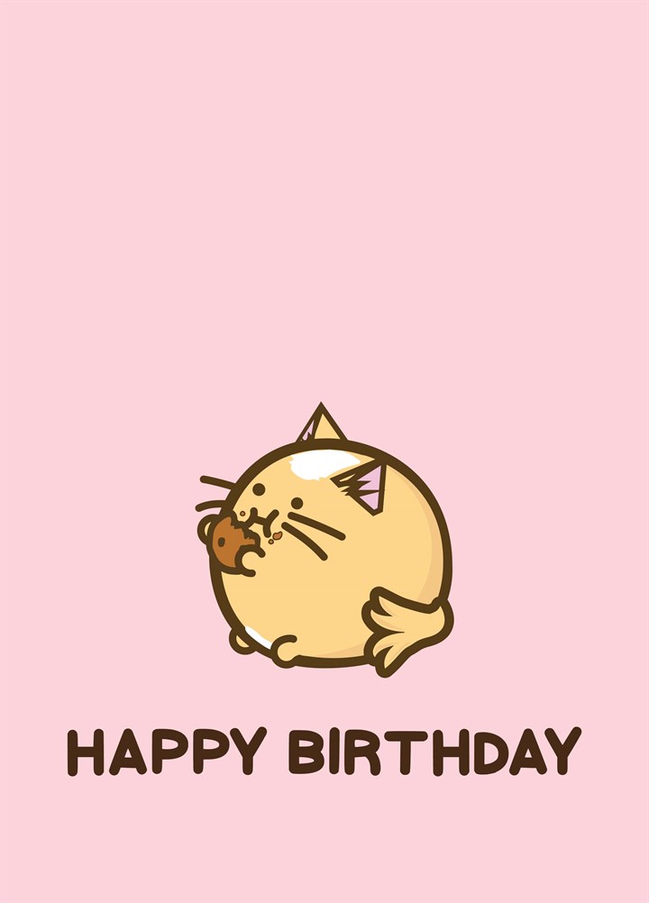 Fuzzball Cat Cookie Birthday Card