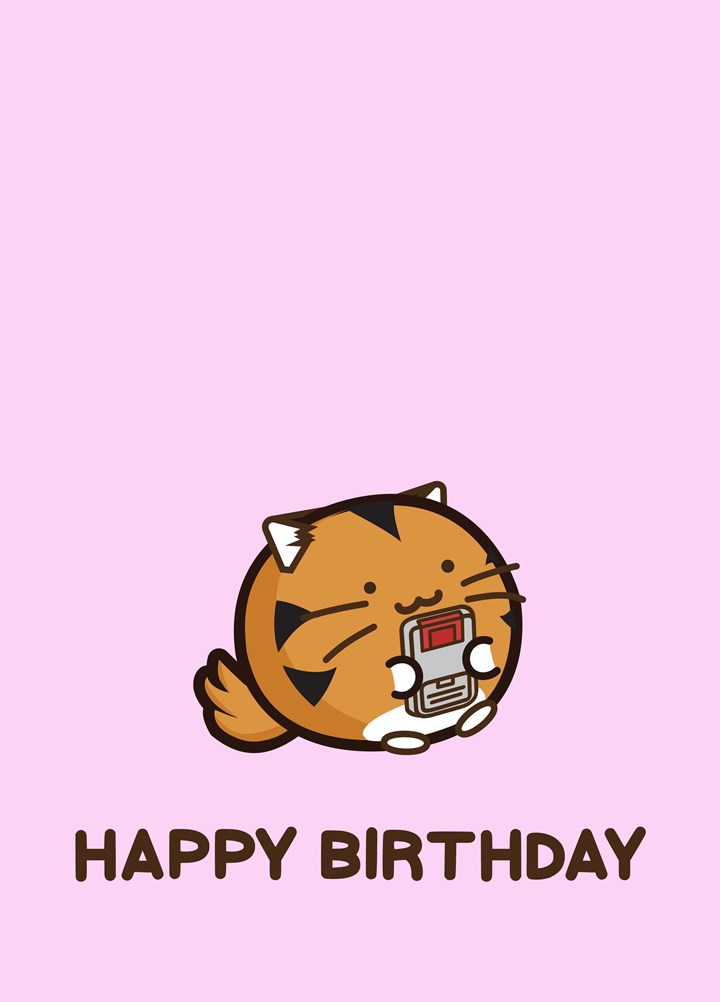 Fuzzball Tiger Gaming Birthday Card