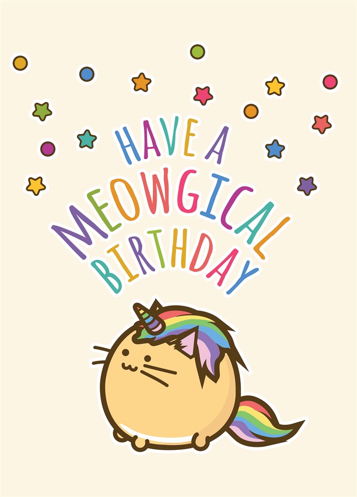 Meowgical Fuzzball Birthday Card