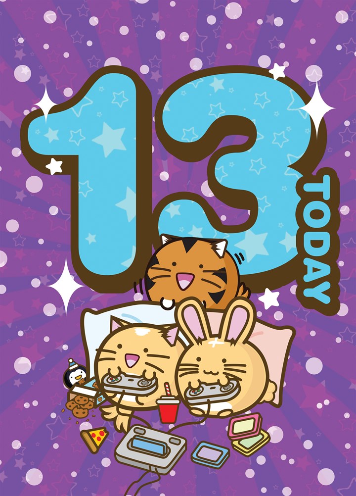 13 Today Birthday - Fuzzballs Card
