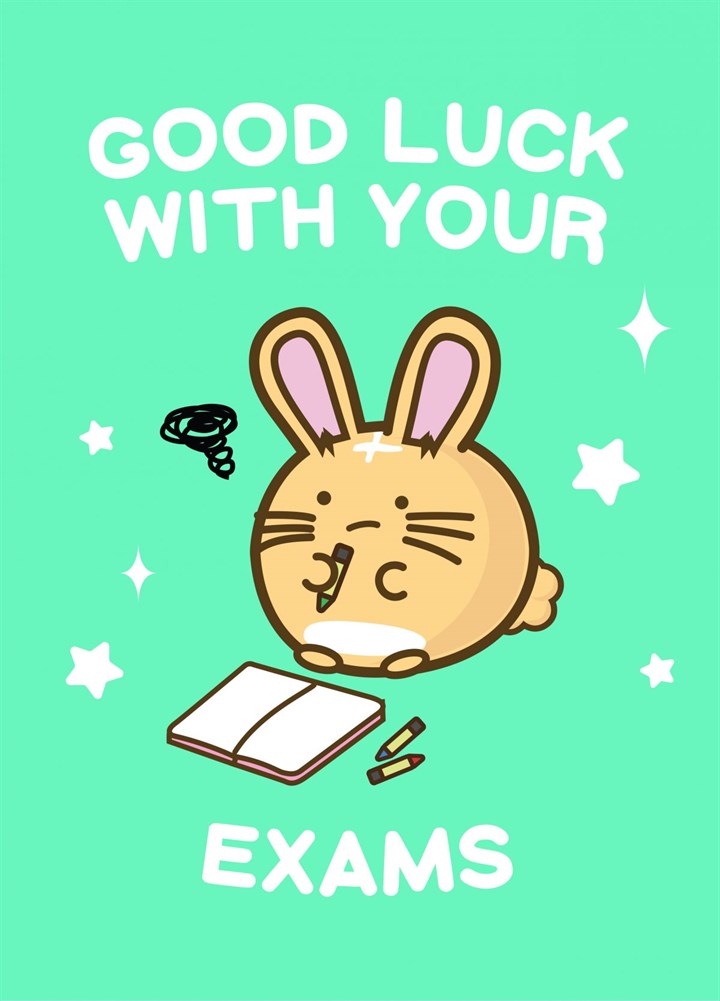 Good Luck With Your Exams Cute Bunny Card