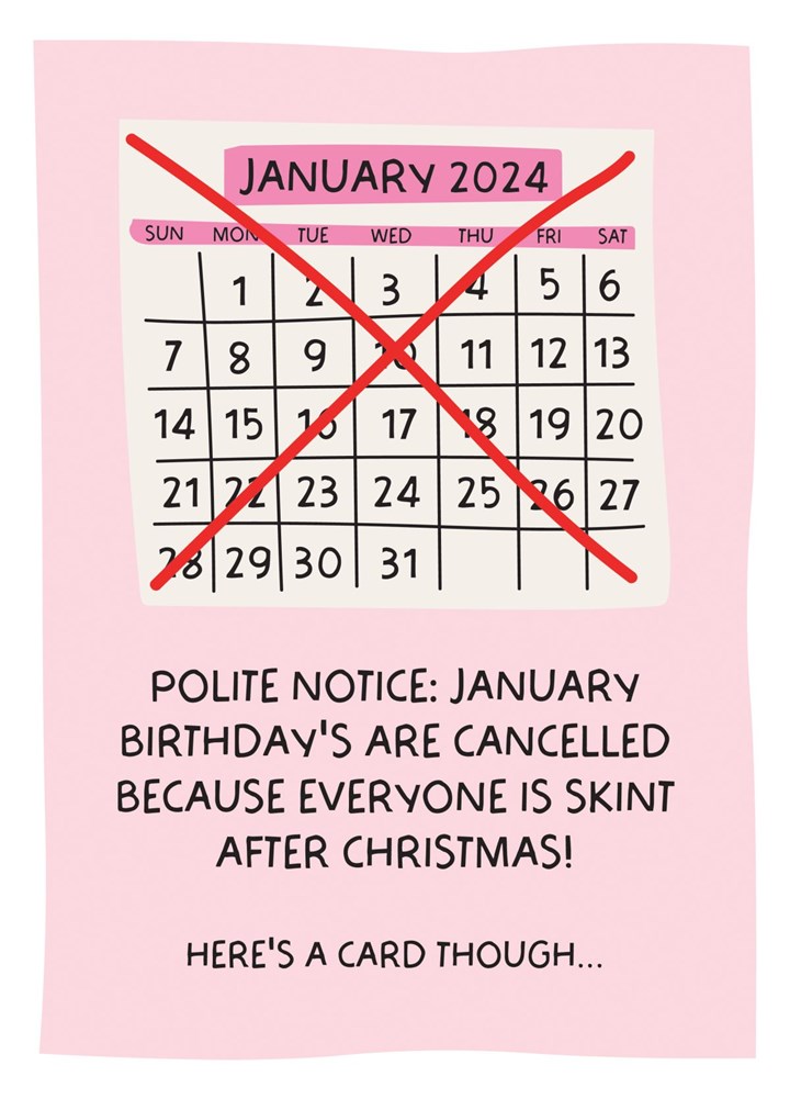 January Birthdays - Cancelled! Card