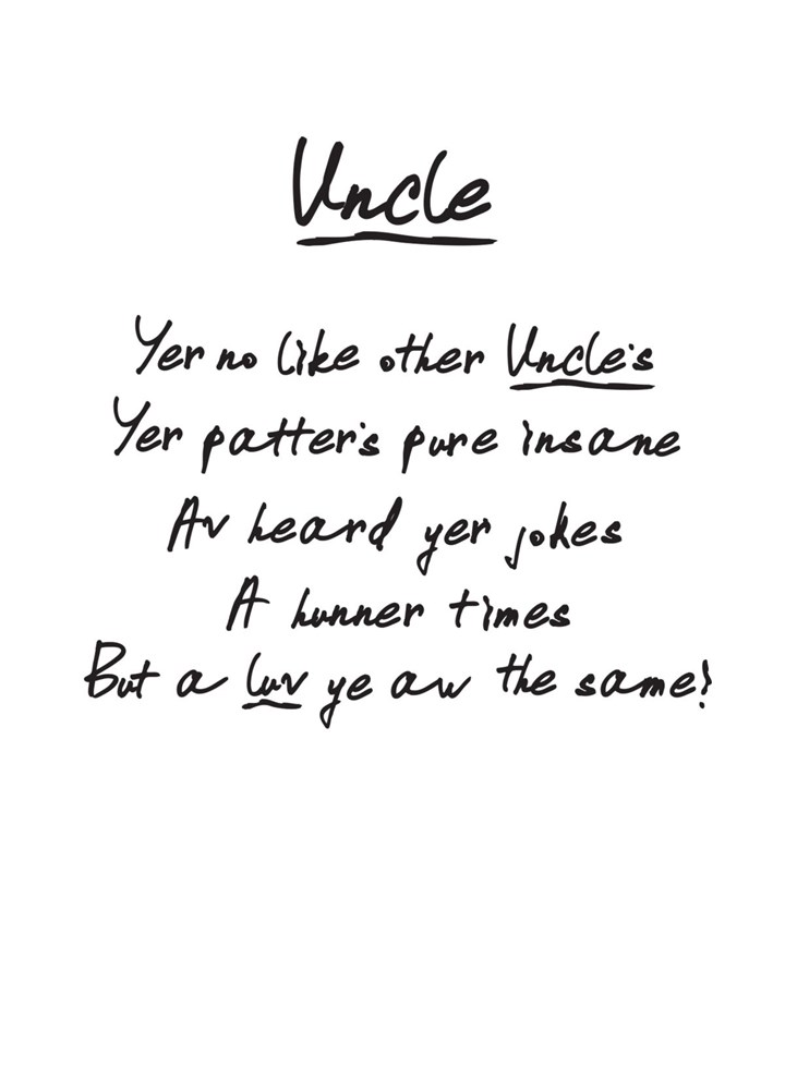 A Poem Fir Ma Uncle Card