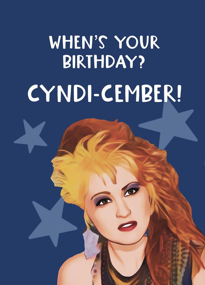 Funny Cyndi Lauper December Birthday Card